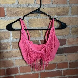 SHEIN Pink Fringe Tank Top